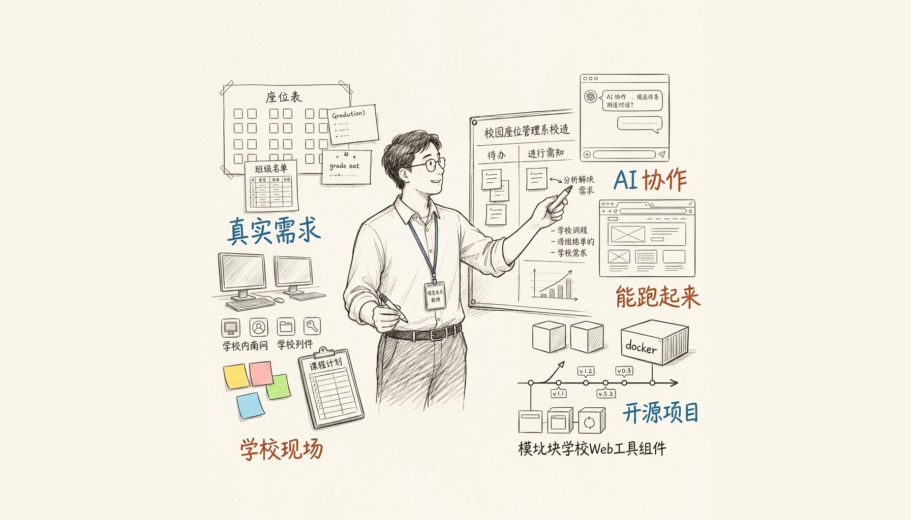 一线信息科技老师把学校真实需求整理成 AI 辅助开发的校园 Web 工具