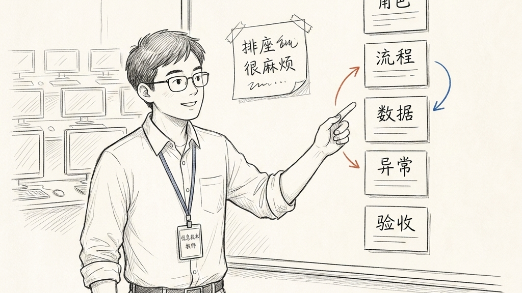 本册作者把机房排座痛点拆成角色、流程、数据、异常和验收